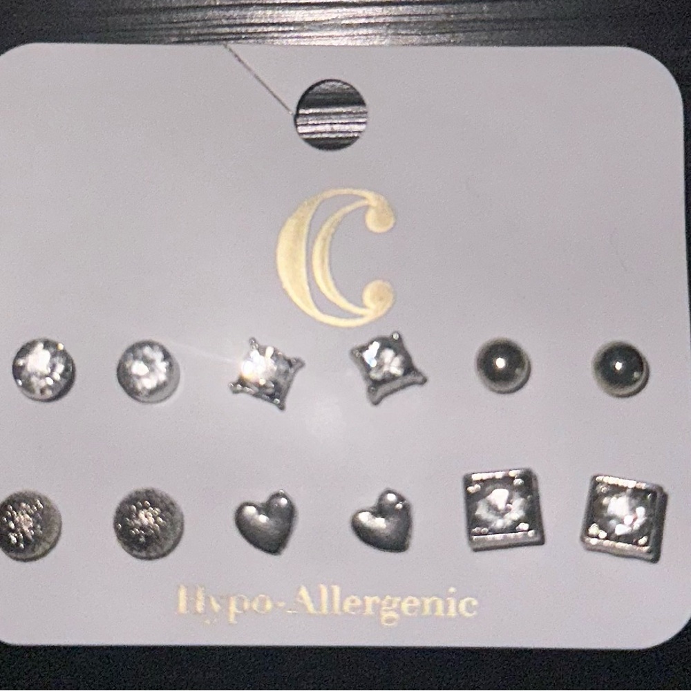 Charming Charlie Silver Stud Earring Set